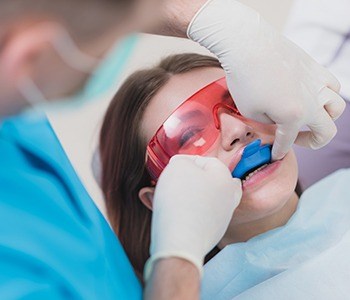 Patient reciving fluoride treatment