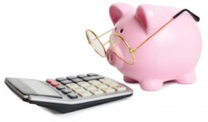piggy bank with calculator